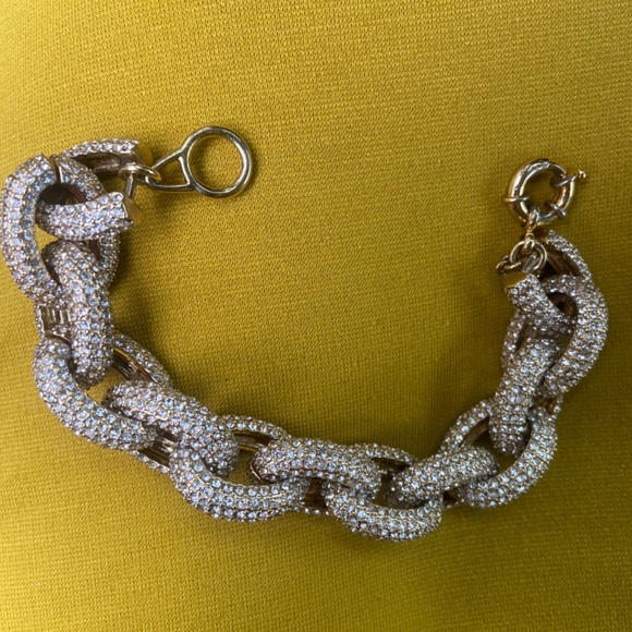 RARE J. CREW PAVE LINK BRACELET SWAROVSKI CHUNKY PREPPY RHINESTONE - Picture 12 of 15
